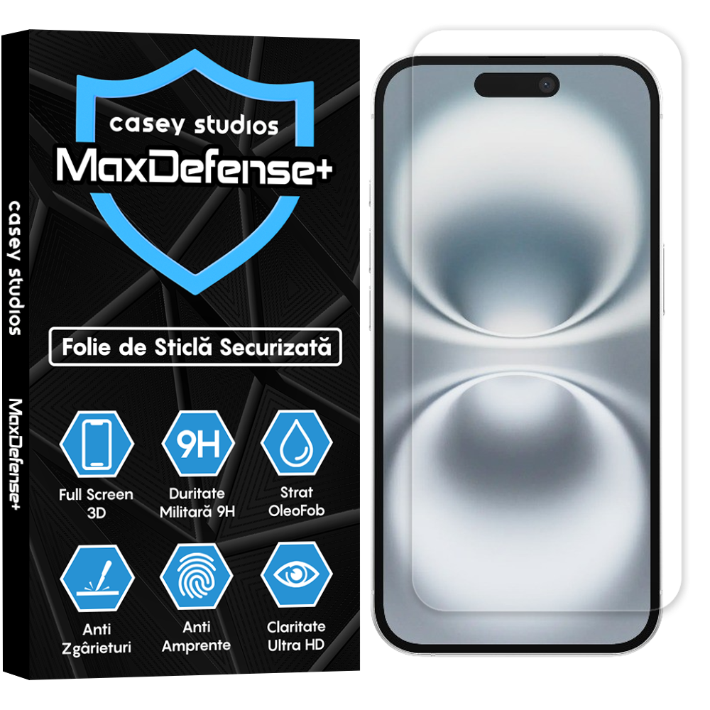 Folie Sticla MaxDefense+ - iPhone 16 - Clear