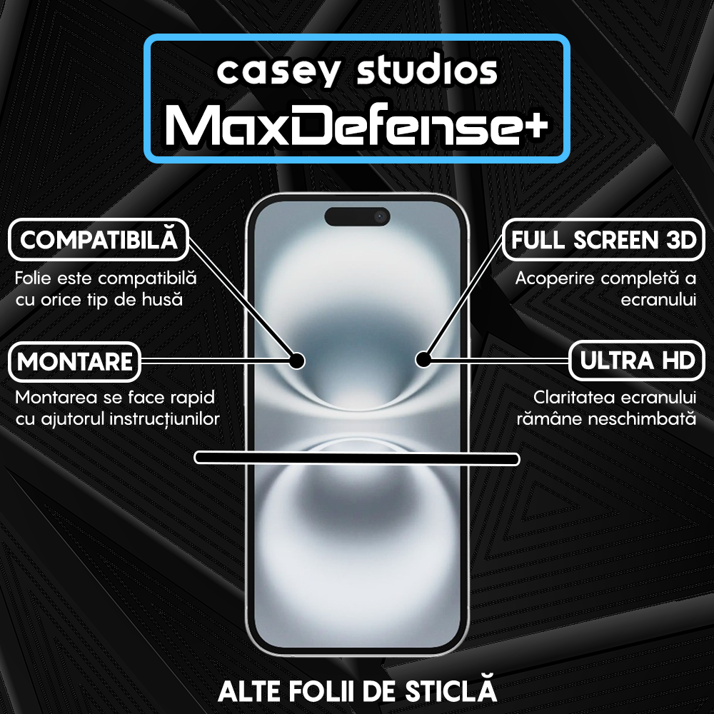 Folie Sticla MaxDefense+ - iPhone 16 - Clear