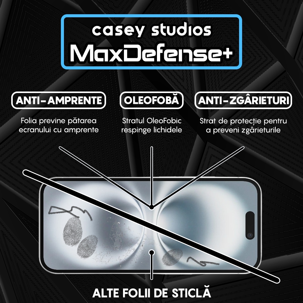 Folie Sticla MaxDefense+ - iPhone 16 - Clear