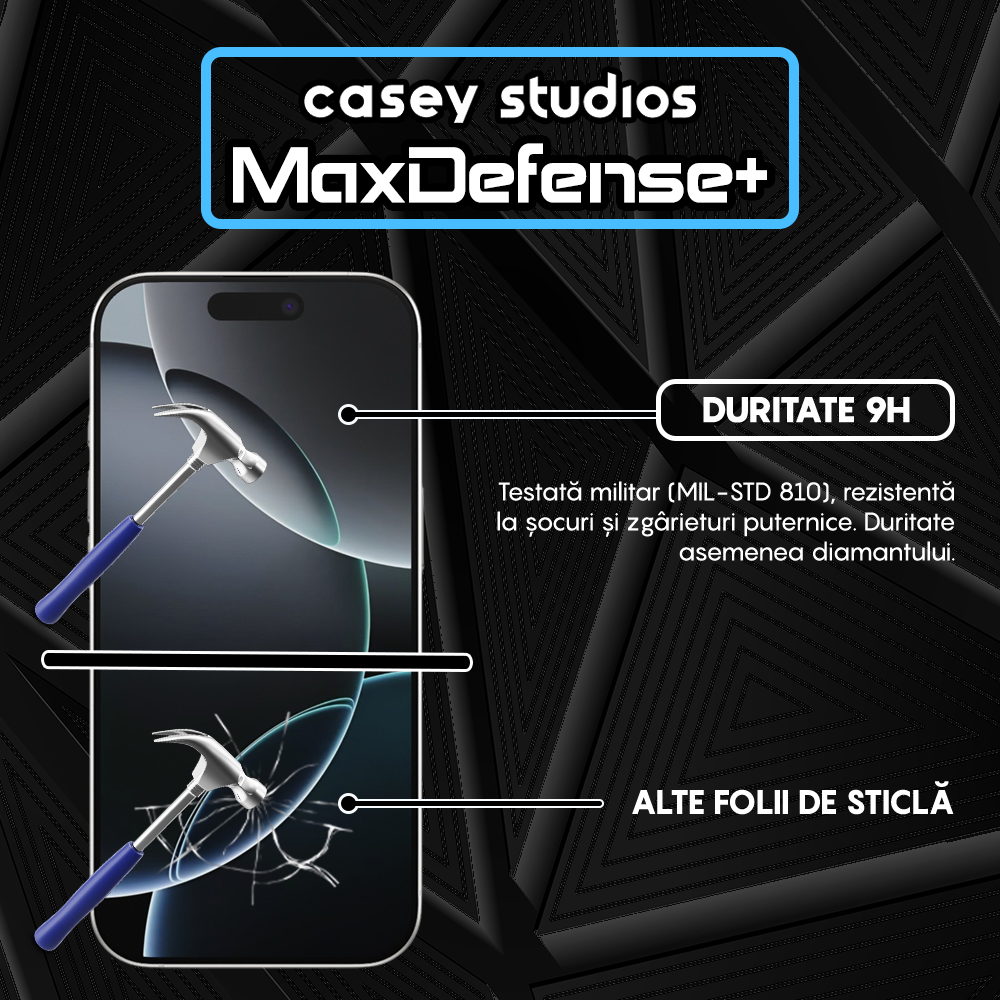 Folie Sticla MaxDefense+ - iPhone 16 Pro - Clear