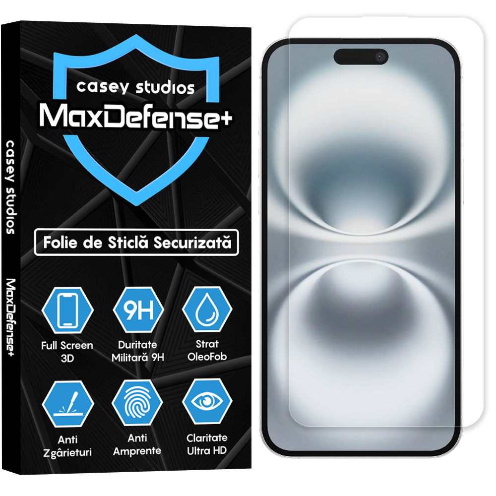 Folie Sticla MaxDefense+ - iPhone 16 Plus - Clear