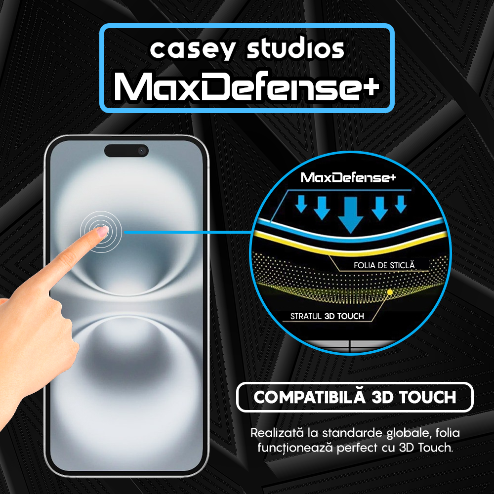 Folie Sticla MaxDefense+ - iPhone 16 Plus - Clear