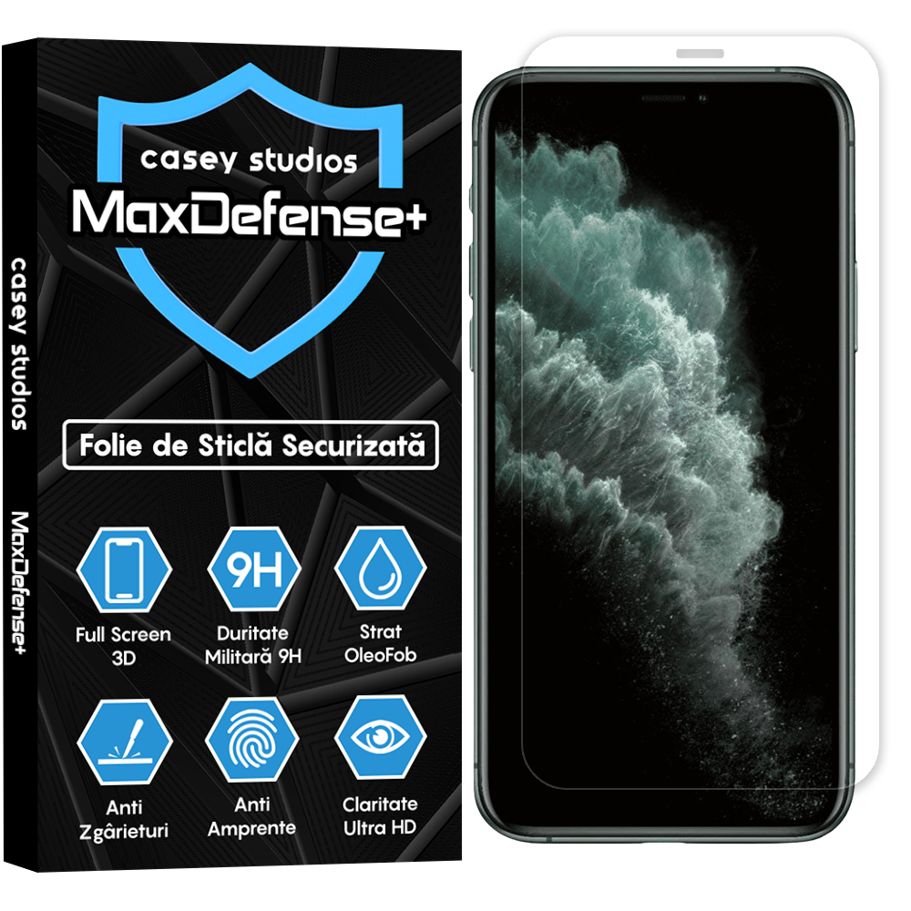 Folie Sticla MaxDefense+ - iPhone 11 Pro Max - Clear