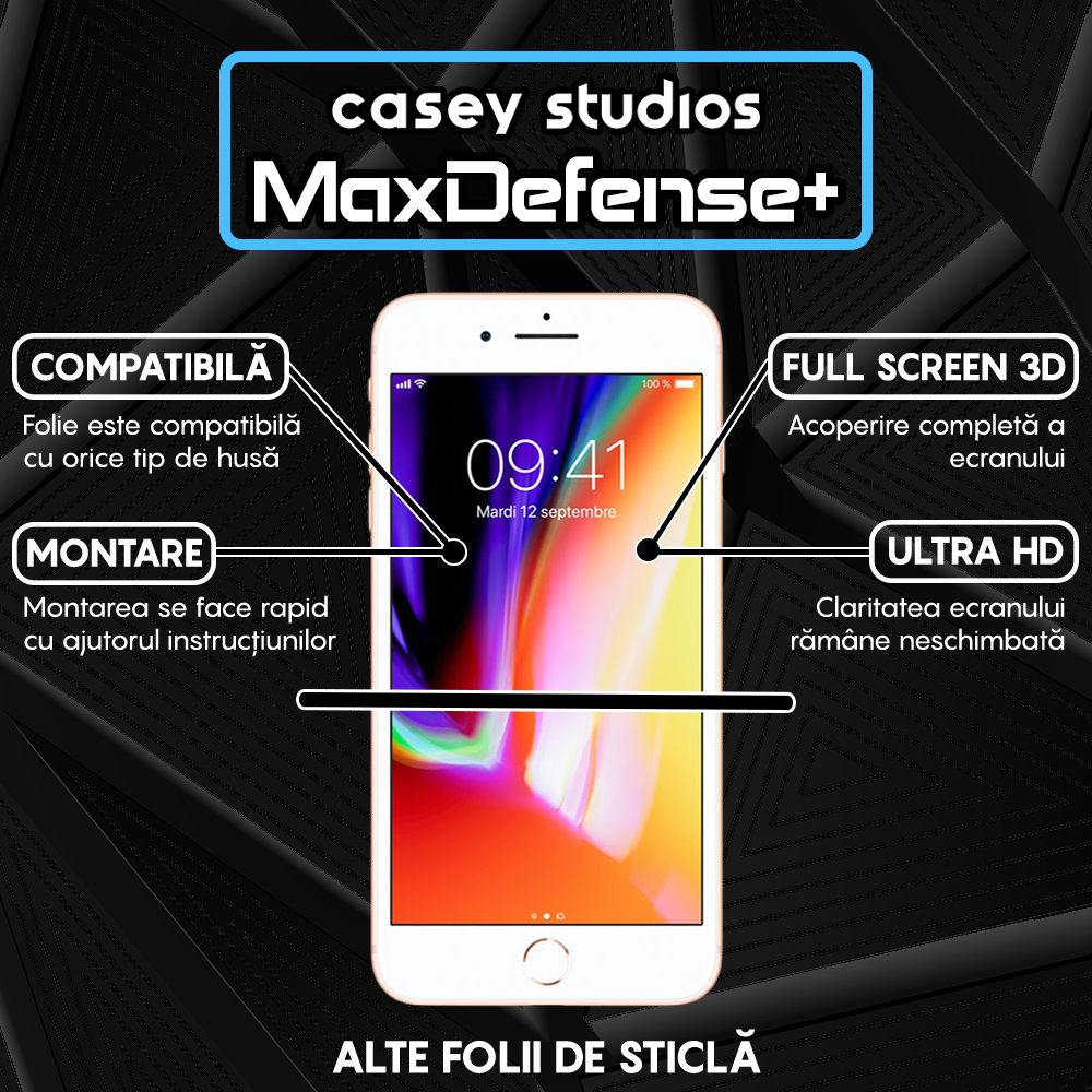 Folie Sticla MaxDefense+ - iPhone 7/8 - Clear