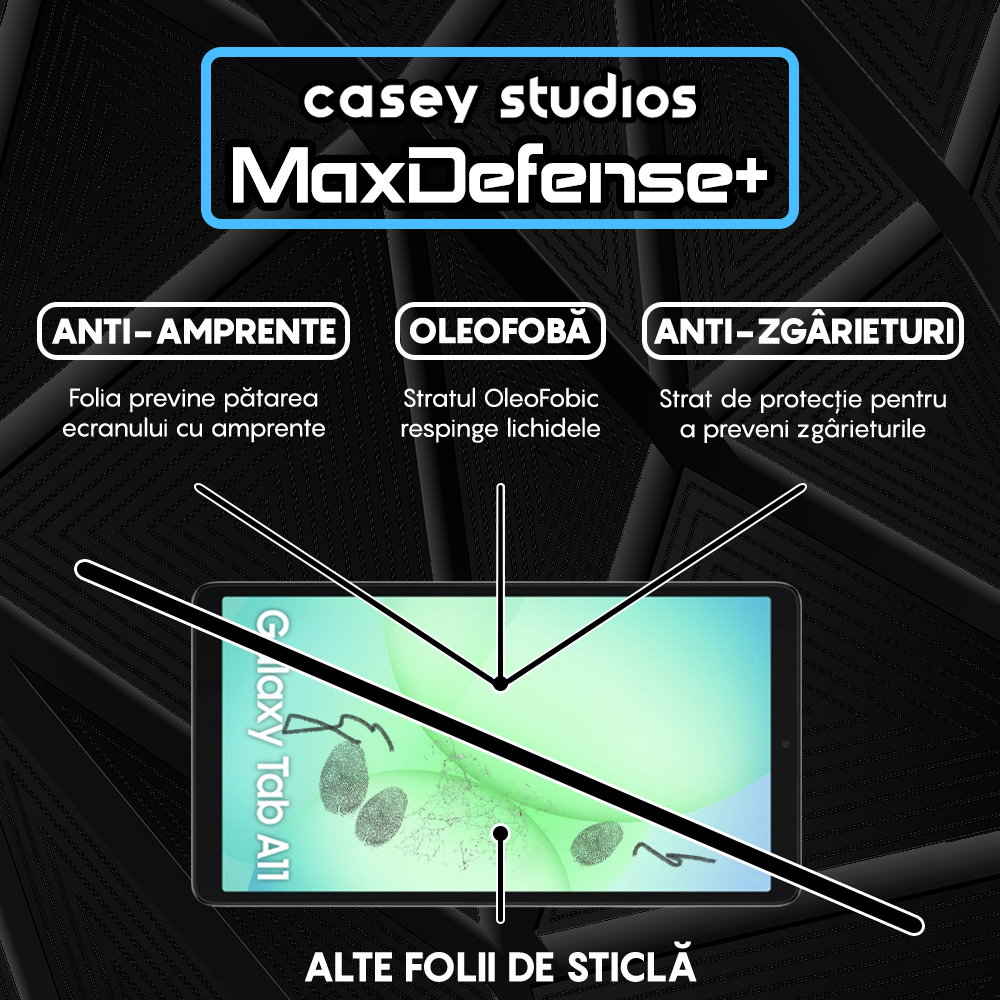 Folie Sticla MaxDefense+ - Samsung Galaxy Tab A11 - Clear