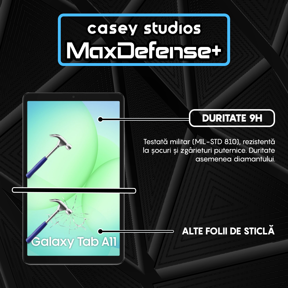 Folie Sticla MaxDefense+ - Samsung Galaxy Tab A11 - Clear