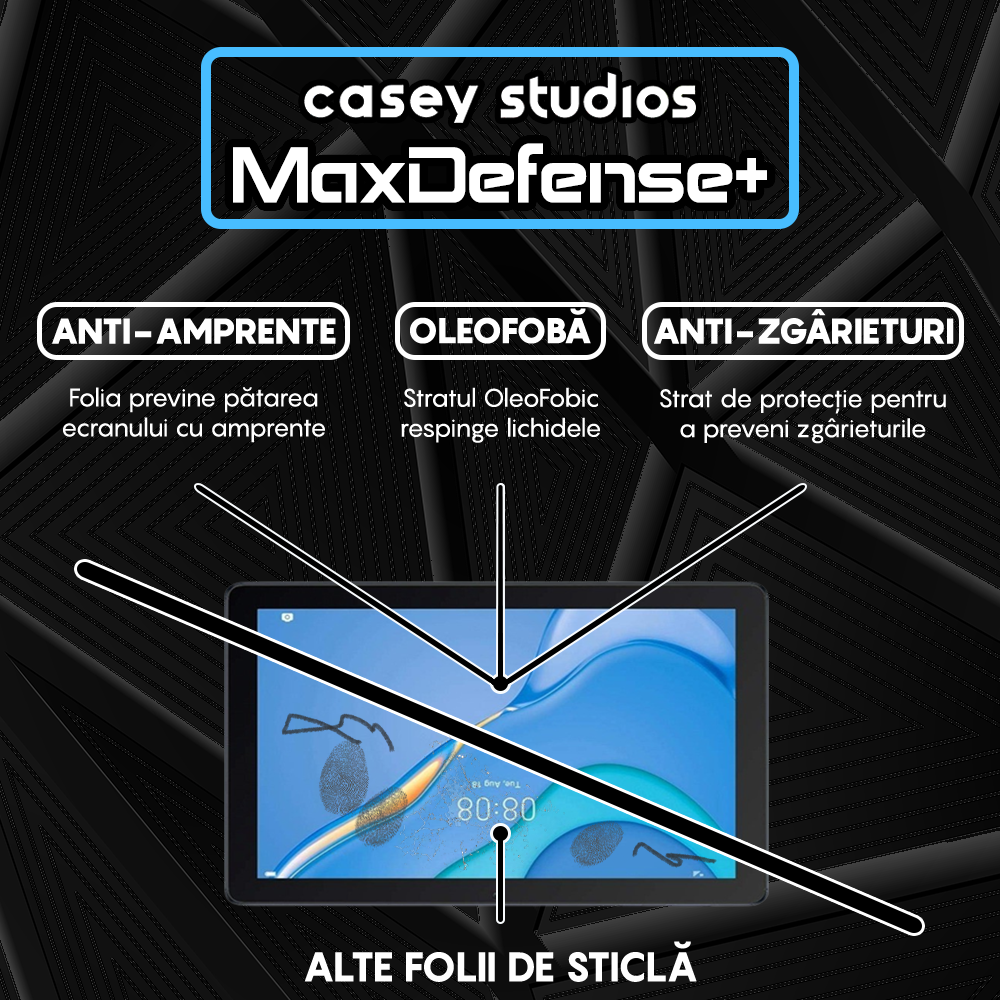 Folie Sticla MaxDefense+ - Huawei MatePad T 10 9.7"/T 10 9.7" 2020 - Clear
