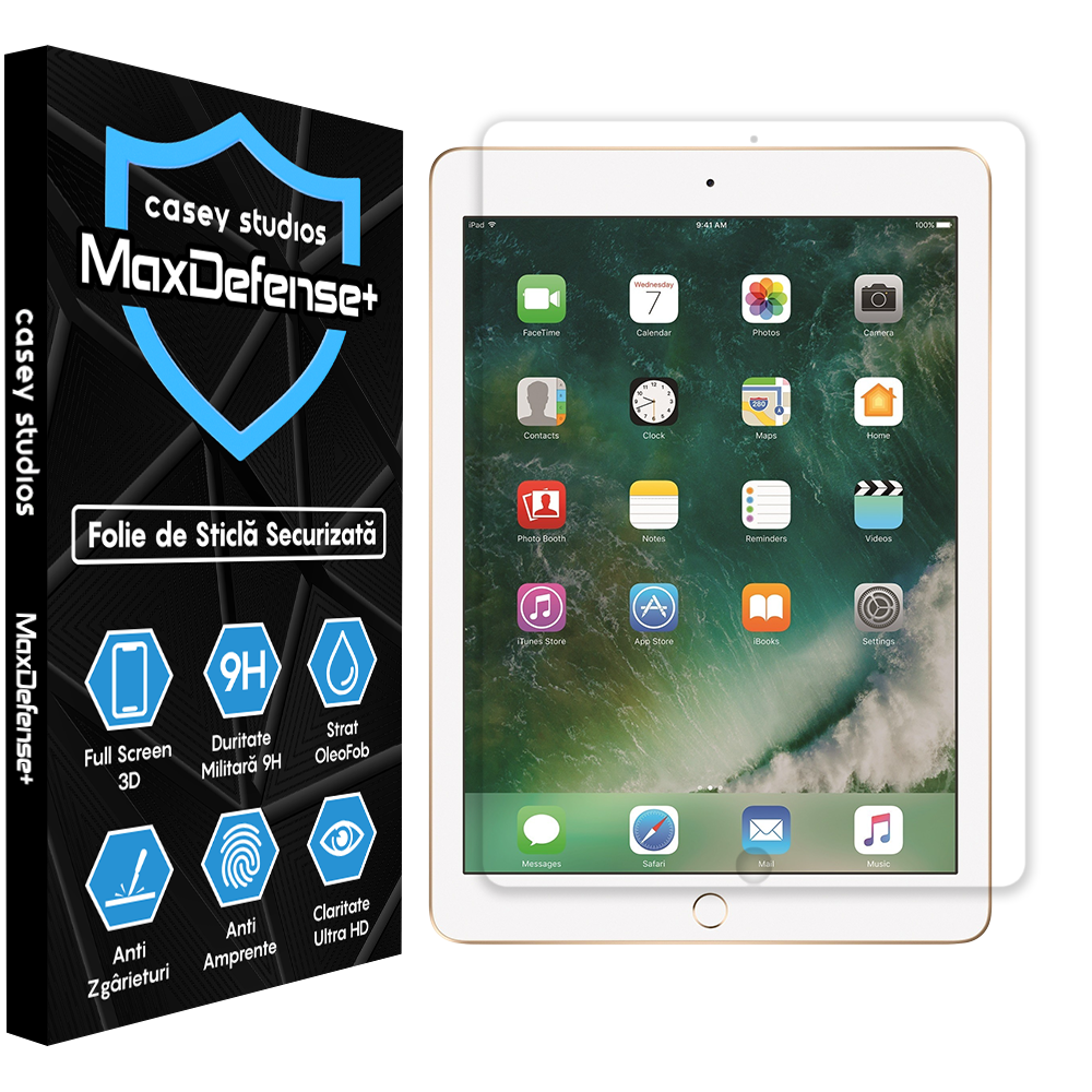 Folie Sticla MaxDefense+ - iPad 4/3/2 9.7" - Clear