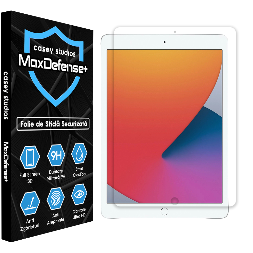 Folie Sticla MaxDefense+ - iPad 9/8/7 2020 10.2" - Clear
