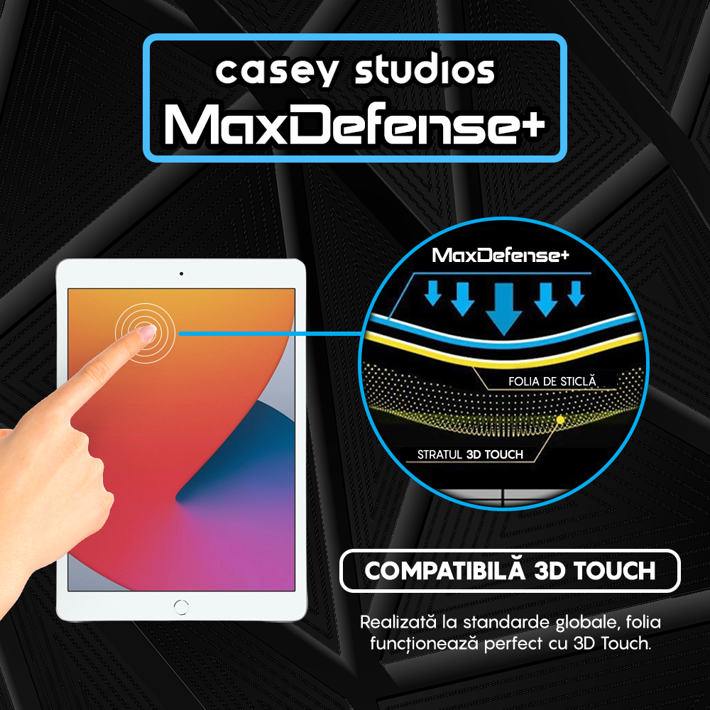 Folie Sticla MaxDefense+ - iPad 9/8/7 2020 10.2" - Clear