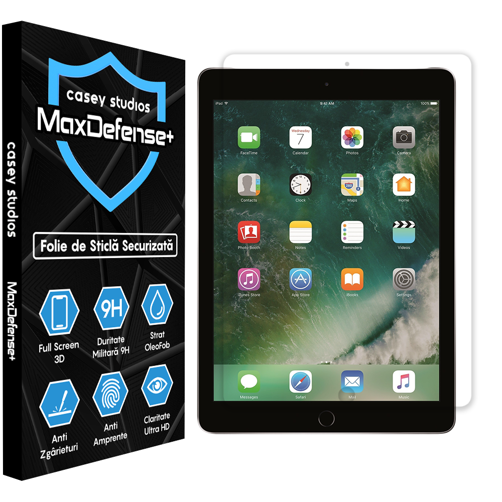Folie Sticla MaxDefense+ - iPad Air 2/1/iPad 6/5 9.7" - Clear