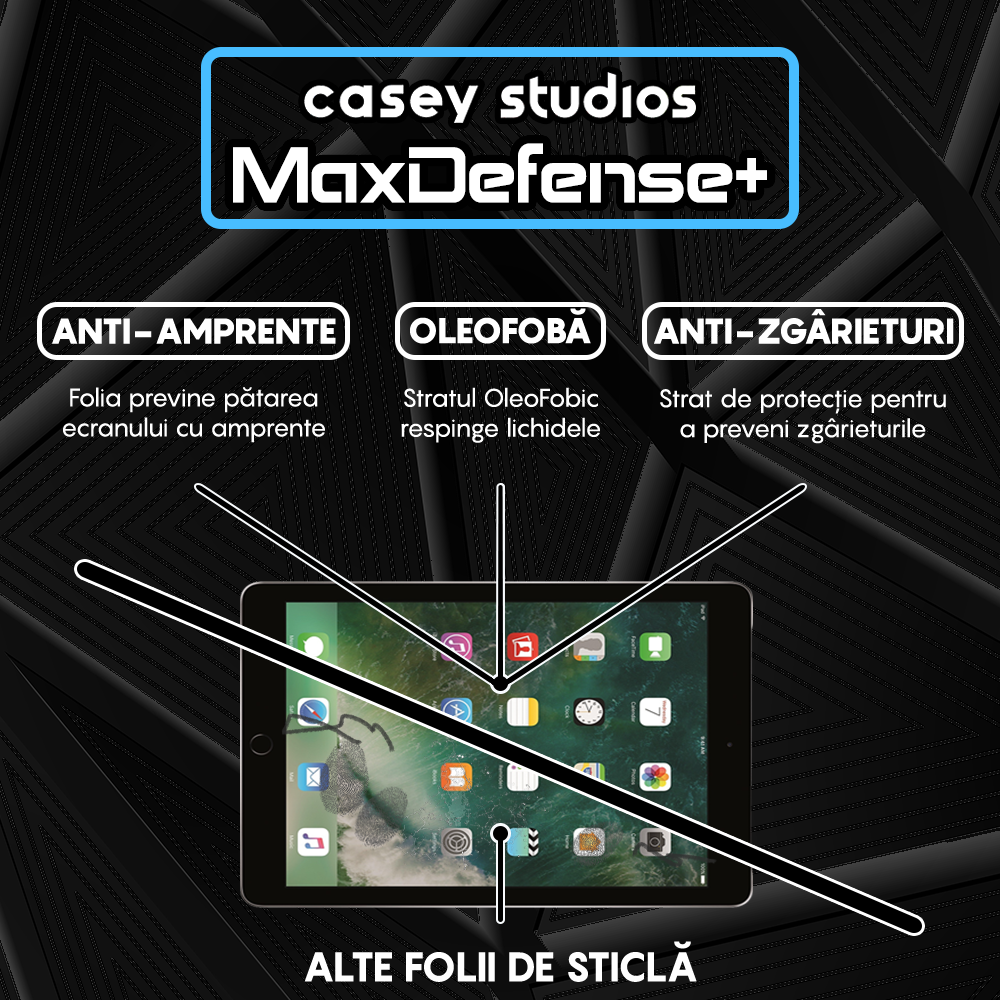 Folie Sticla MaxDefense+ - iPad Air 2/1/iPad 6/5 9.7" - Clear