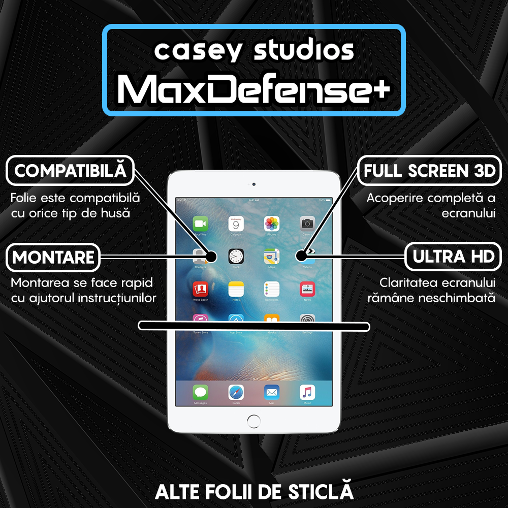 Folie Sticla MaxDefense+ - iPad Mini 3/2/1 7.9" - Clear