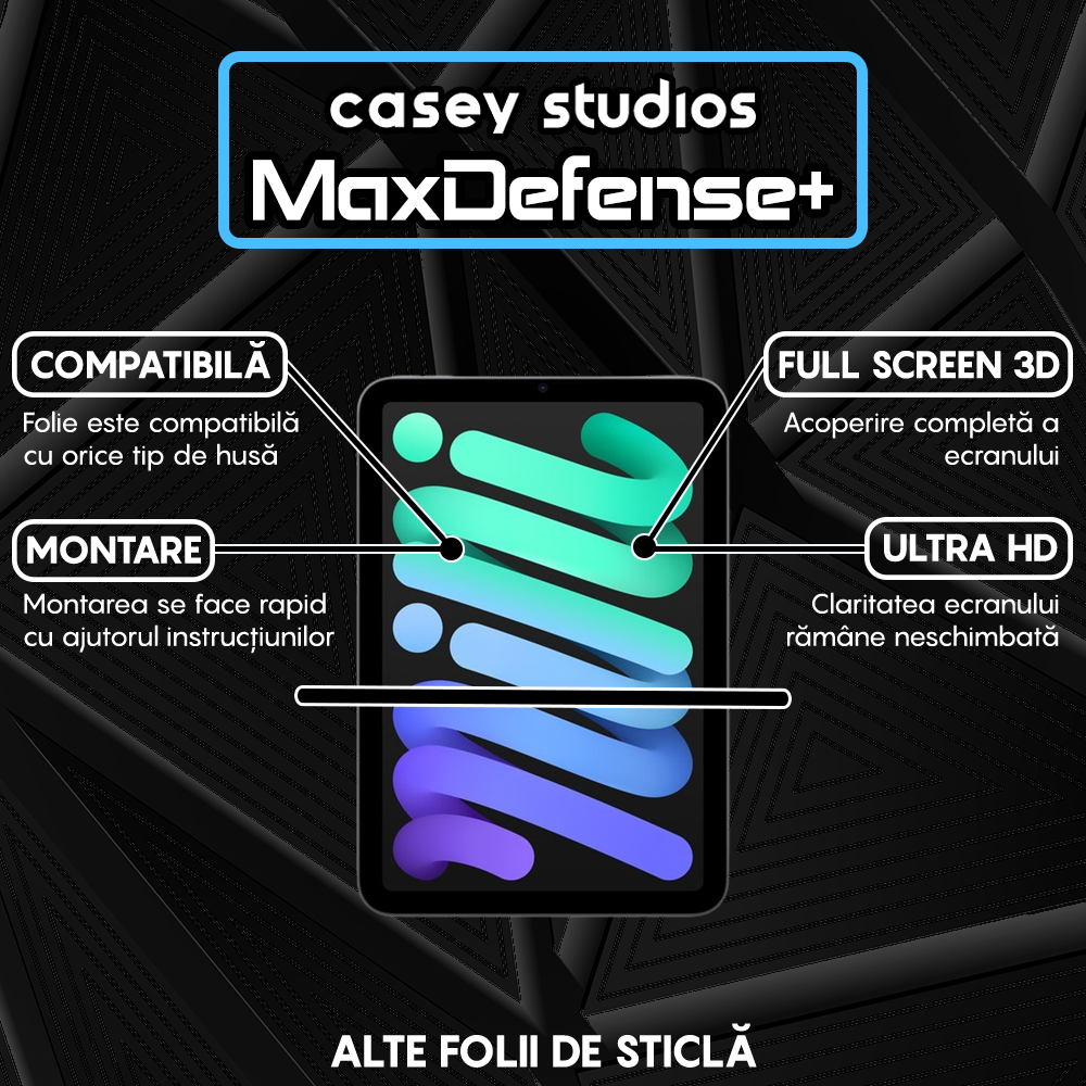 Folie Sticla MaxDefense+ - iPad Mini 6/Mini 7 8.3" - Clear