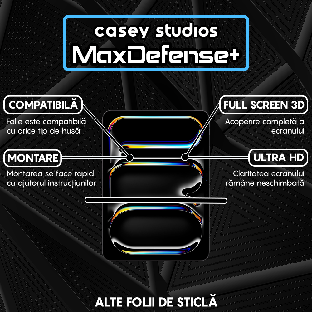Folie Sticla MaxDefense+ - iPad Pro 13 2024 - Clear