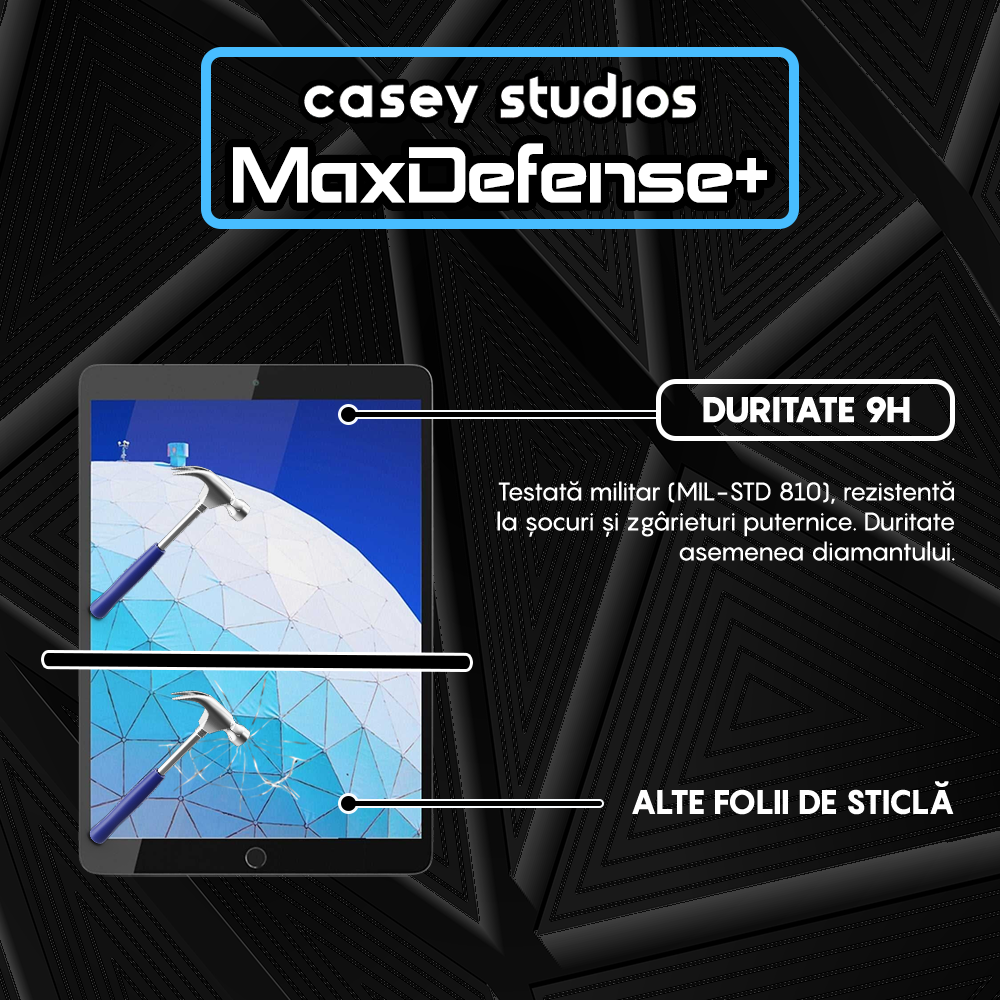 Folie Sticla MaxDefense+ - iPad Pro 10.5/Air 3 2019 10.5" - Clear