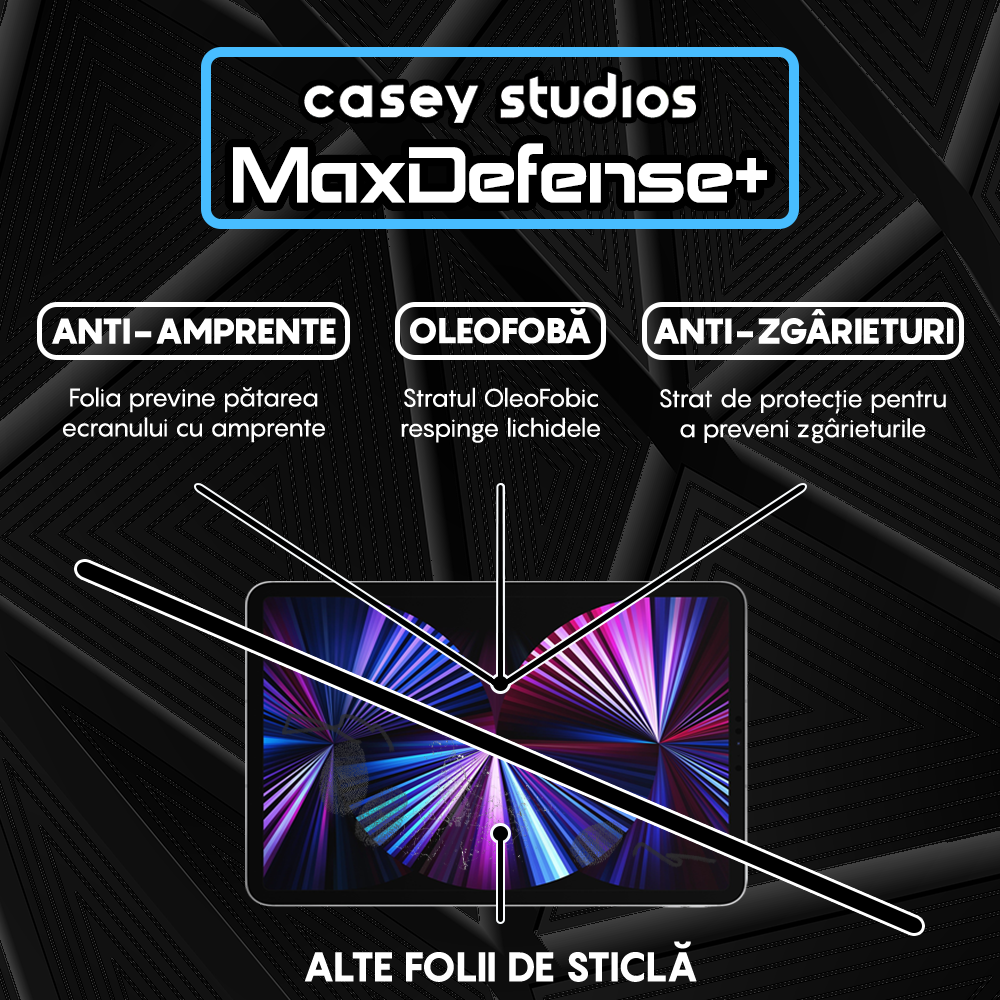 Folie Sticla MaxDefense+ - iPad Pro 11 2021/2020/2018/Air 4/Air 5 11" - Clear