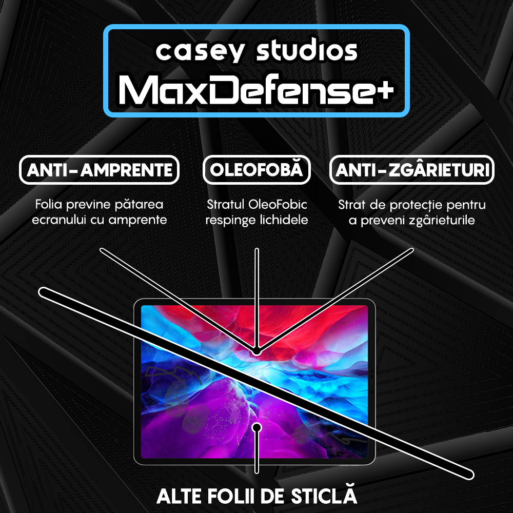 Folie Sticla MaxDefense+ - iPad Pro 12.9" 2021/2020/2018 - Clear