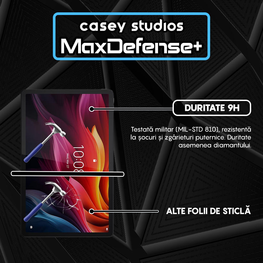 Folie Sticla MaxDefense+ - Lenovo Tab P12 - Clear