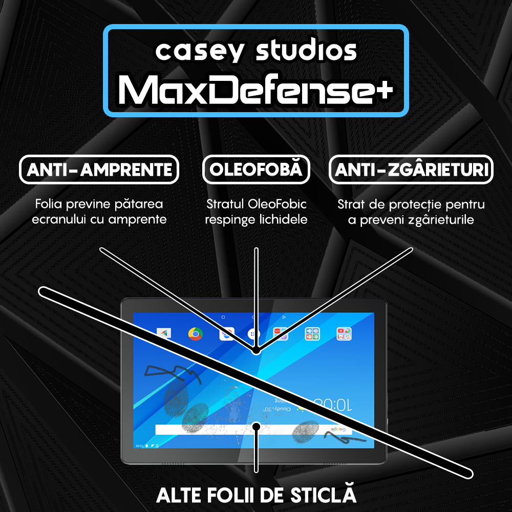 Folie Sticla MaxDefense+ - Lenovo Tab M10 10.1" (TB-X605L/TB-X505F) - Clear