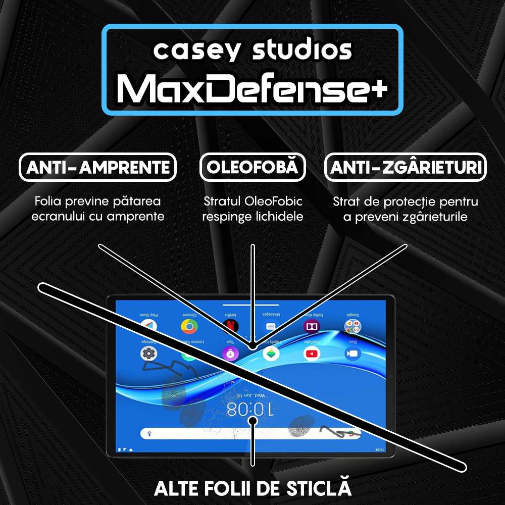 Folie Sticla MaxDefense+ - Lenovo Tab M10 FHD Plus 10.3" (TB-X606/TB-X606F) - Clear