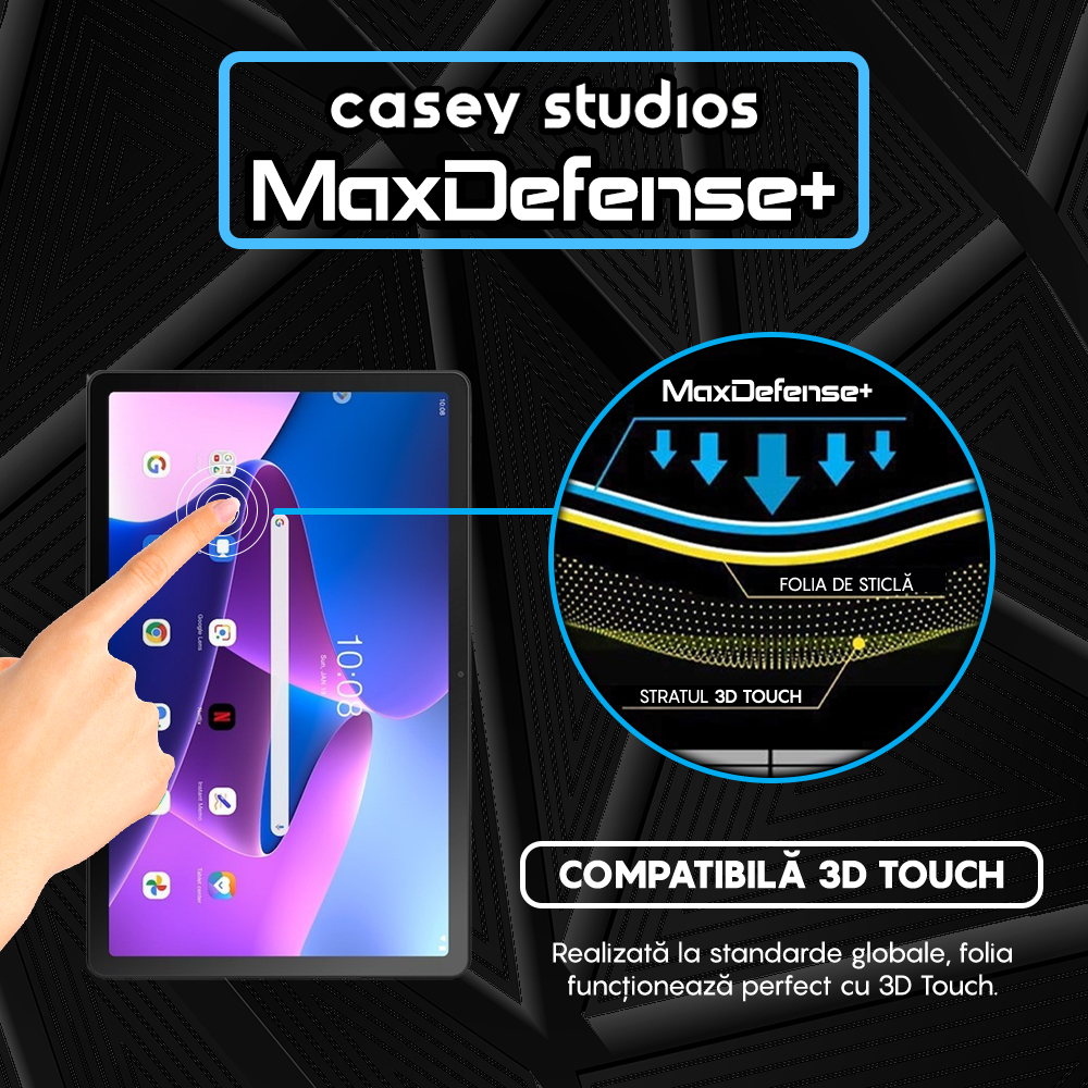 Folie Sticla MaxDefense+ - Lenovo Tab M10 Plus Gen 3 2022 10.6" (TB-328FU) - Clear