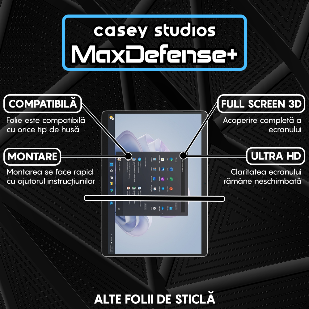 Folie Sticla MaxDefense+ - Microsoft Surface Pro 9 - Clear