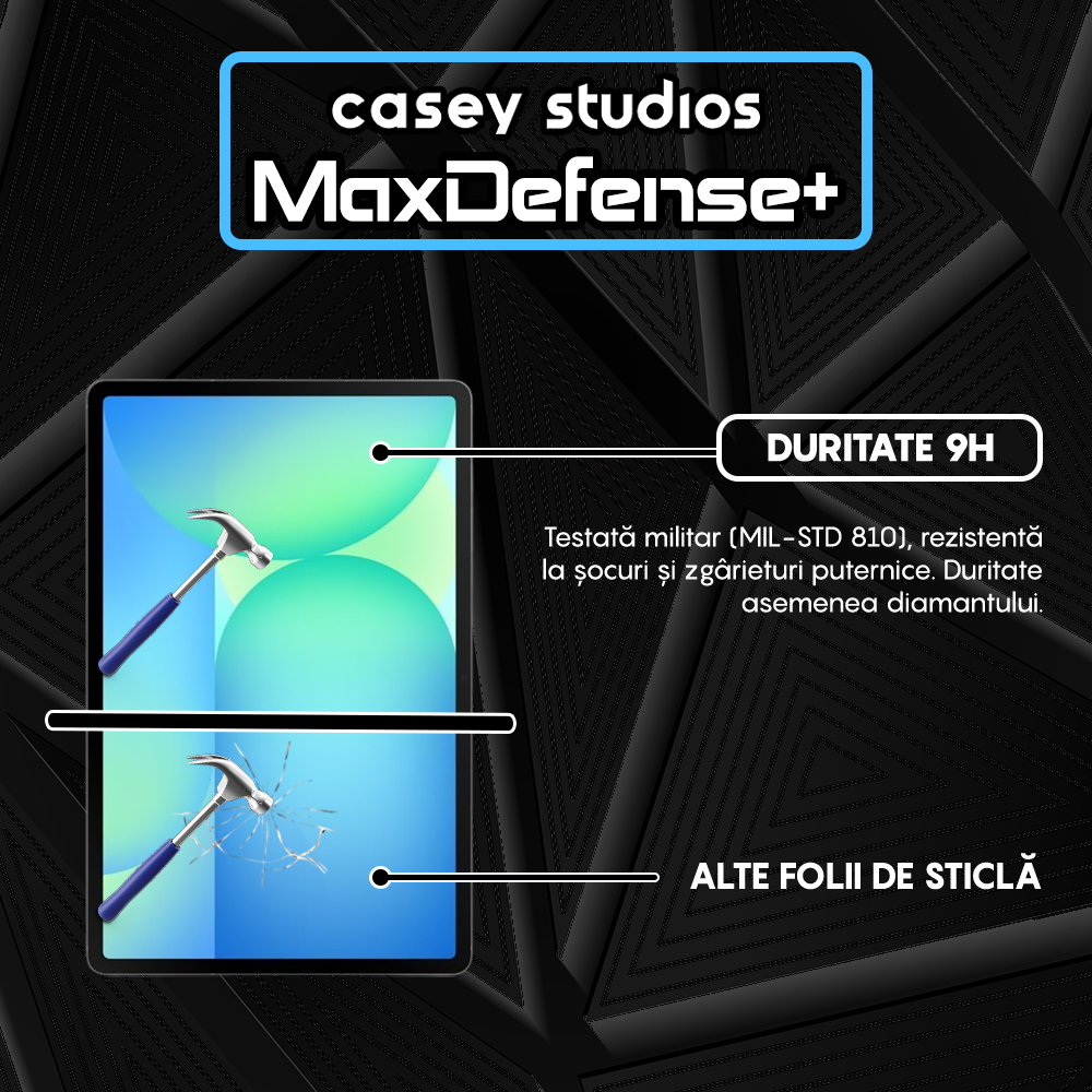 Folie Sticla MaxDefense+ - Samsung Galaxy Tab S10 FE Plus - Clear