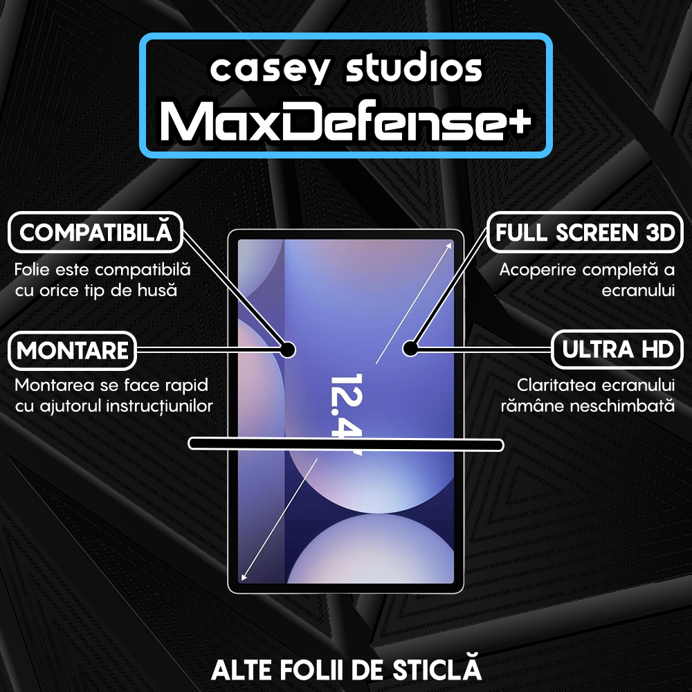 Folie Sticla MaxDefense+ - Samsung Galaxy Tab S10+ - Clear