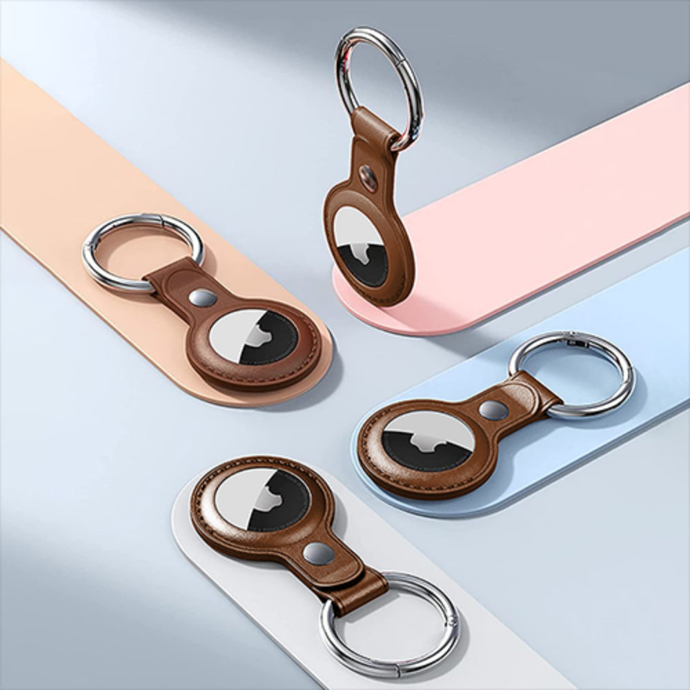 Husa Leather - AirTag - Maro