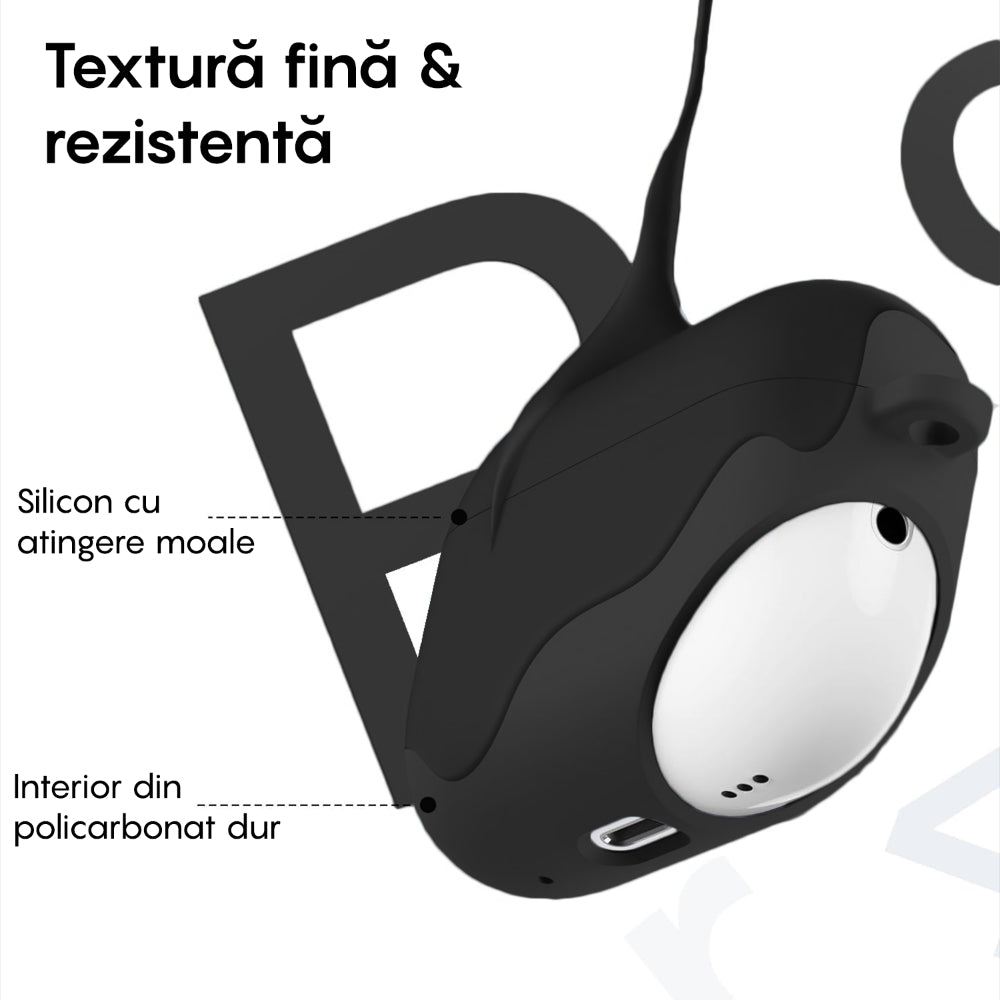 Husa Soft Silicone - AirPods 4 - Negru