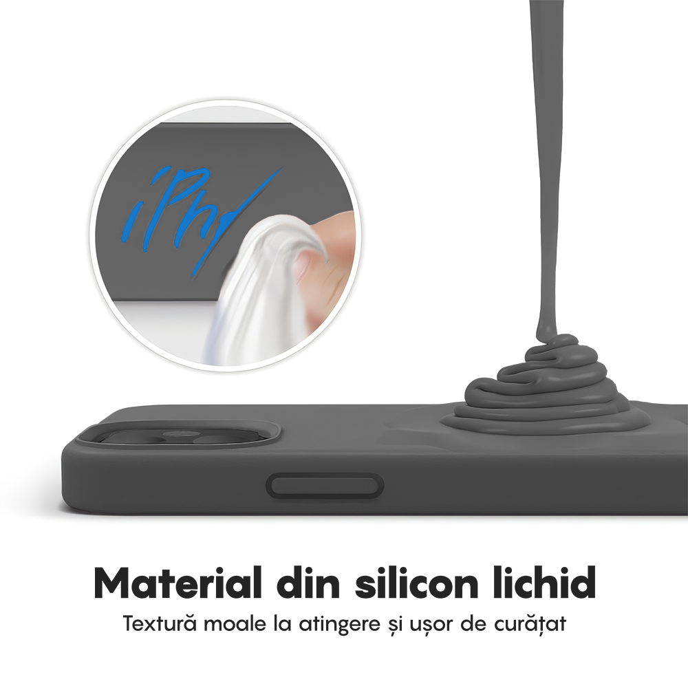 Husa Soft Silicone - iPhone 12/12 Pro - Gri Inchis