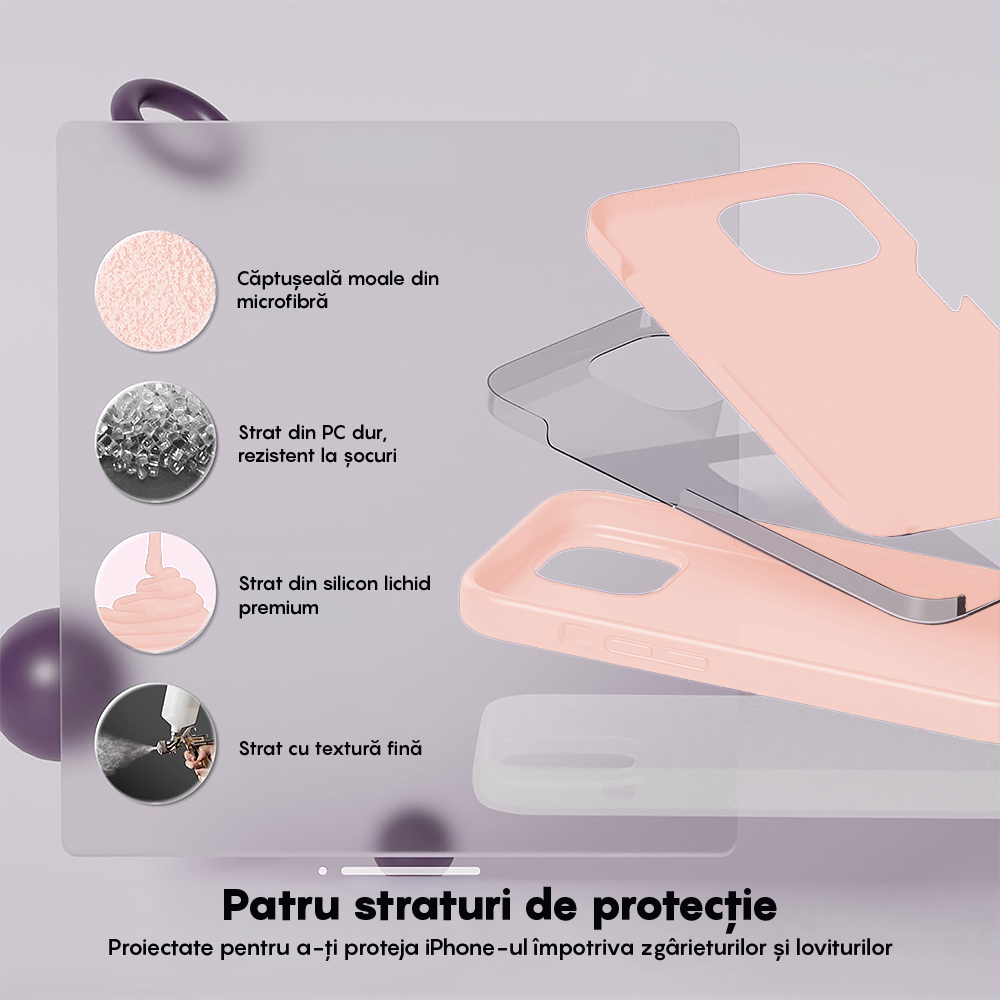 Husa Soft Silicone - iPhone 15 Plus - Pink Sand