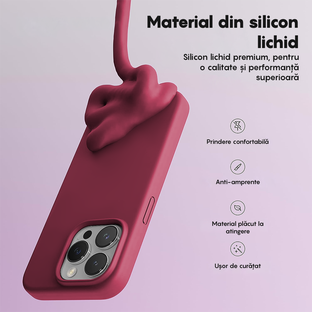 Husa Soft Silicone - iPhone 15 Pro Max - Burgundy
