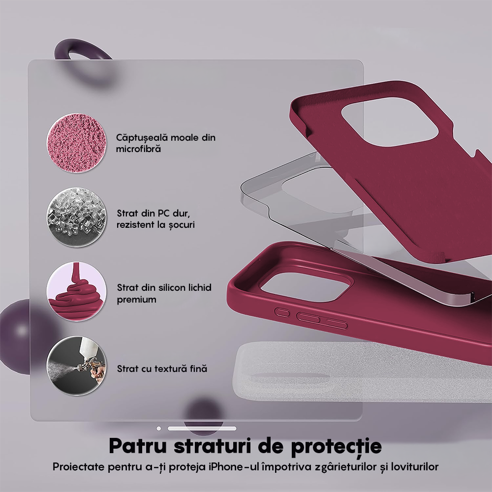 Husa Soft Silicone - iPhone 15 Pro Max - Burgundy