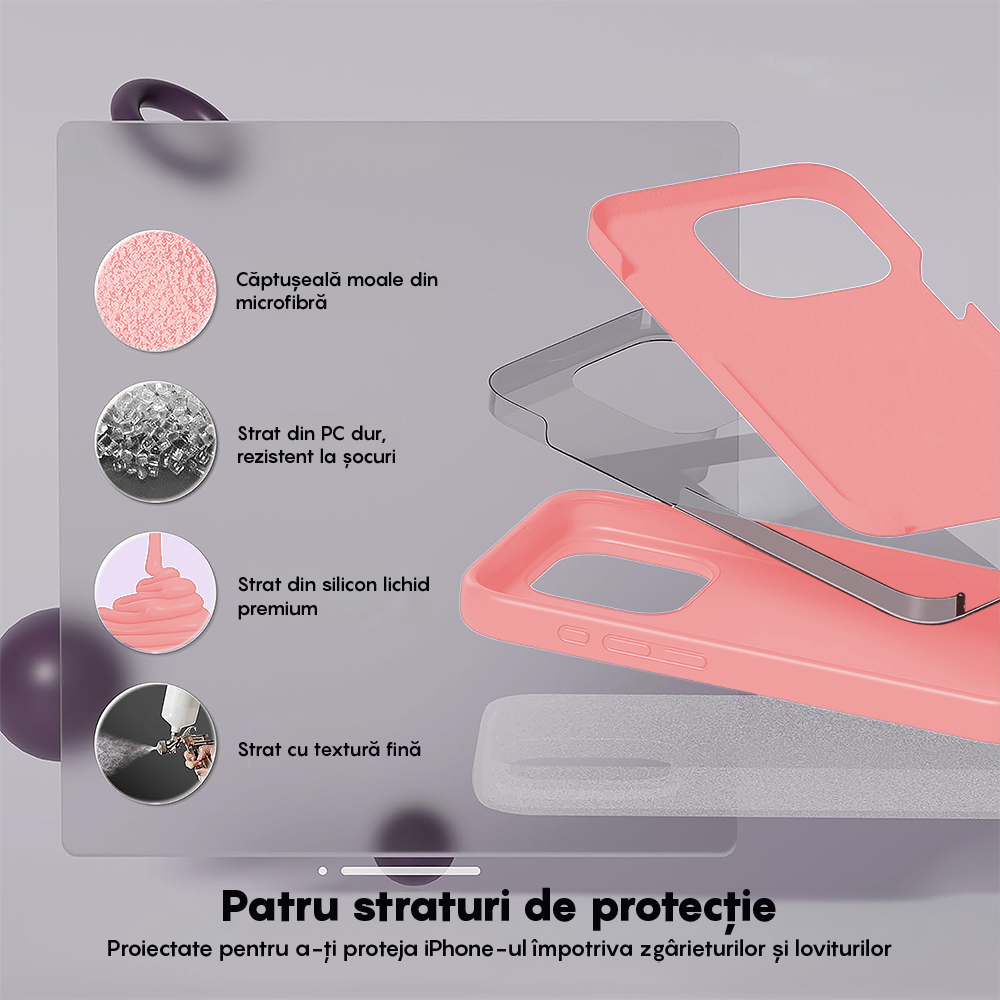 Husa Soft Silicone - iPhone 15 Pro - Roz