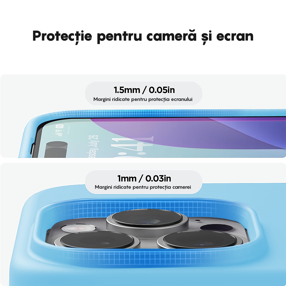 Husa Soft Silicone - iPhone 15 Pro - Cadet Blue