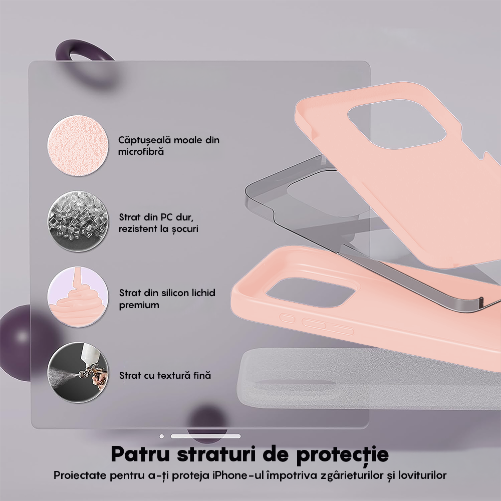 Husa Soft Silicone - iPhone 15 Pro - Pink Sand