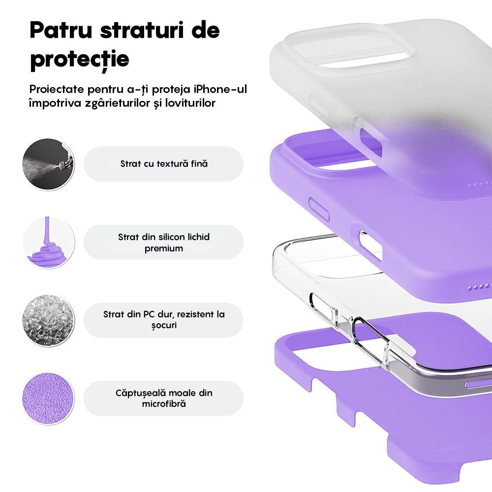 Husa Soft Silicone - iPhone 16 Pro Max - Light Lilac