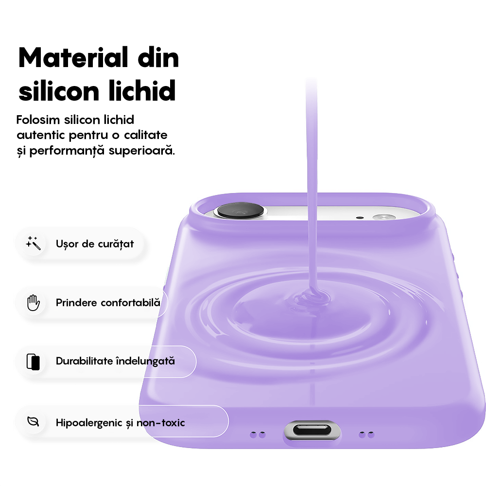 Husa Soft Silicone - iPhone 17 Air - Light Lilac