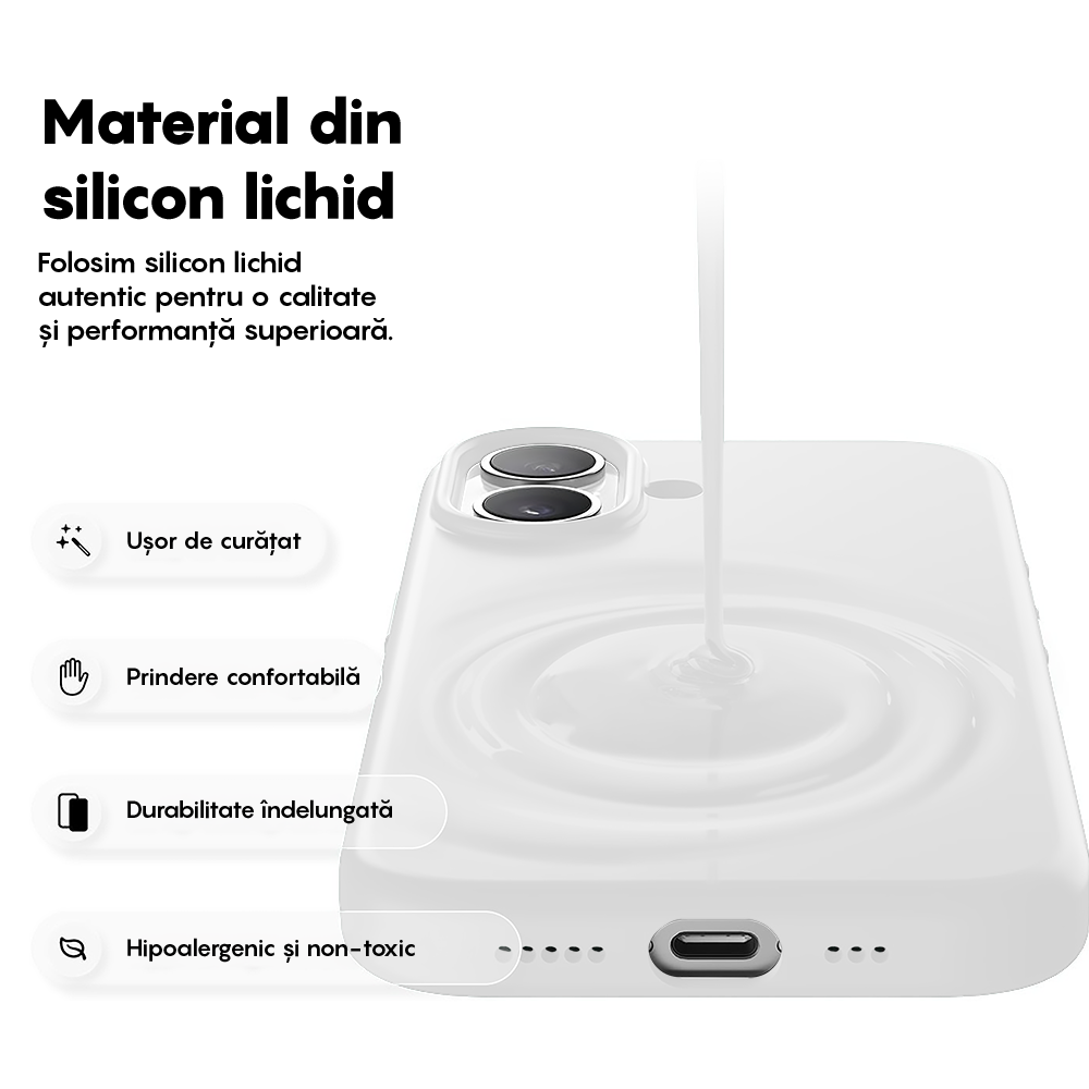 Husa Soft Silicone - iPhone 17 - Alb