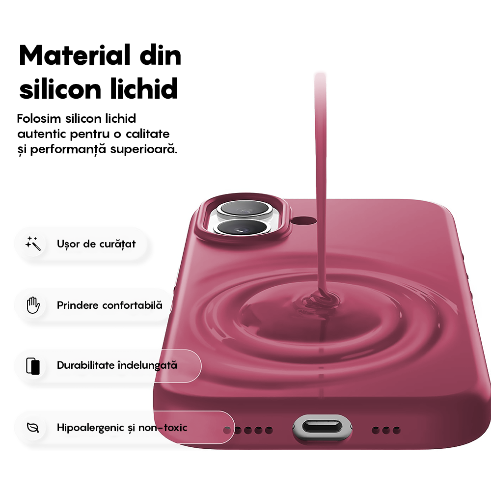 Husa Soft Silicone - iPhone 17 - Burgundy