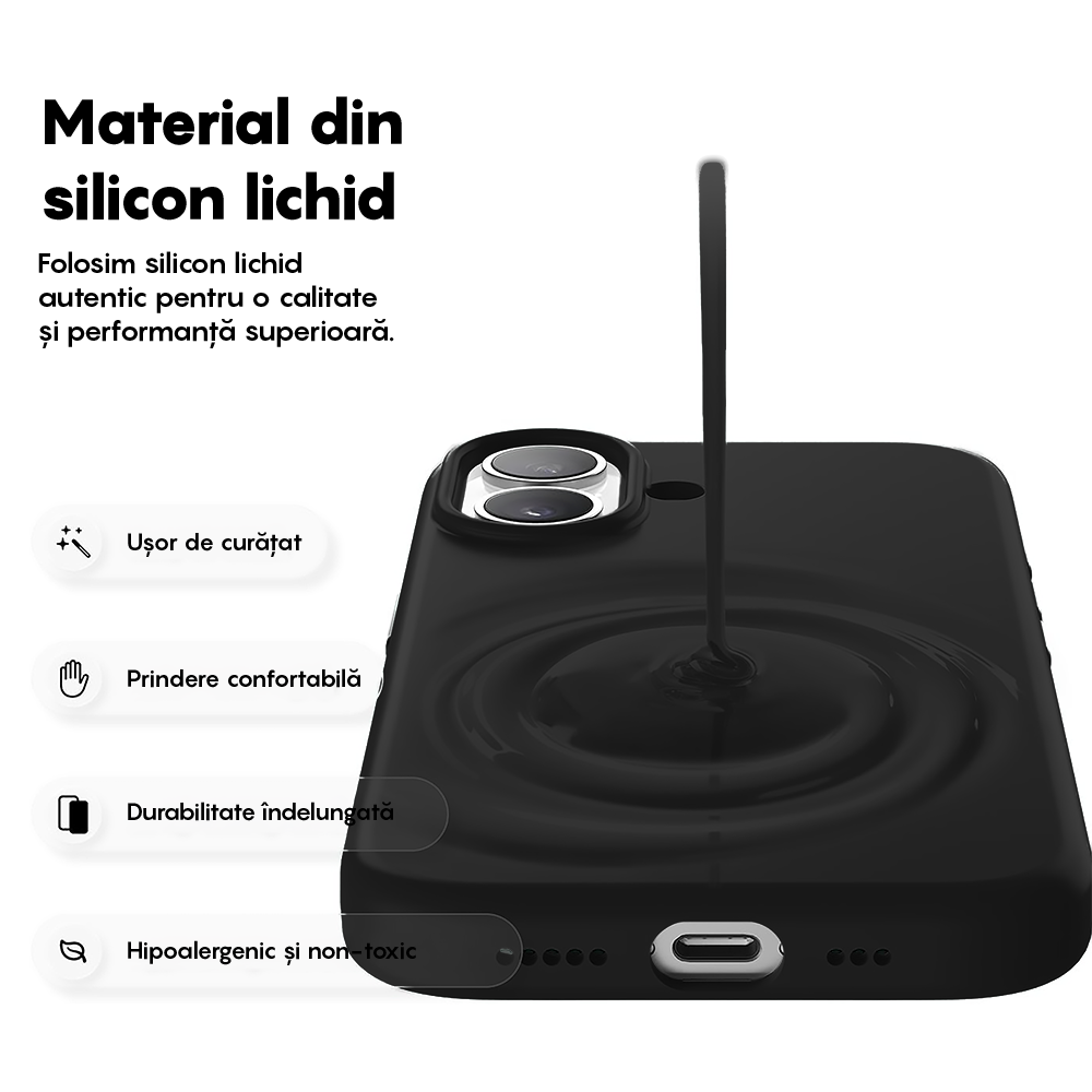 Husa Soft Silicone - iPhone 17 - Negru
