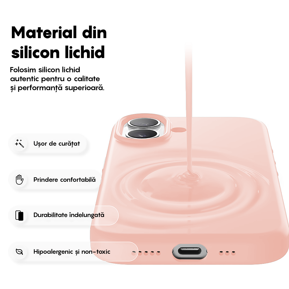 Husa Soft Silicone - iPhone 17 - Pink Sand