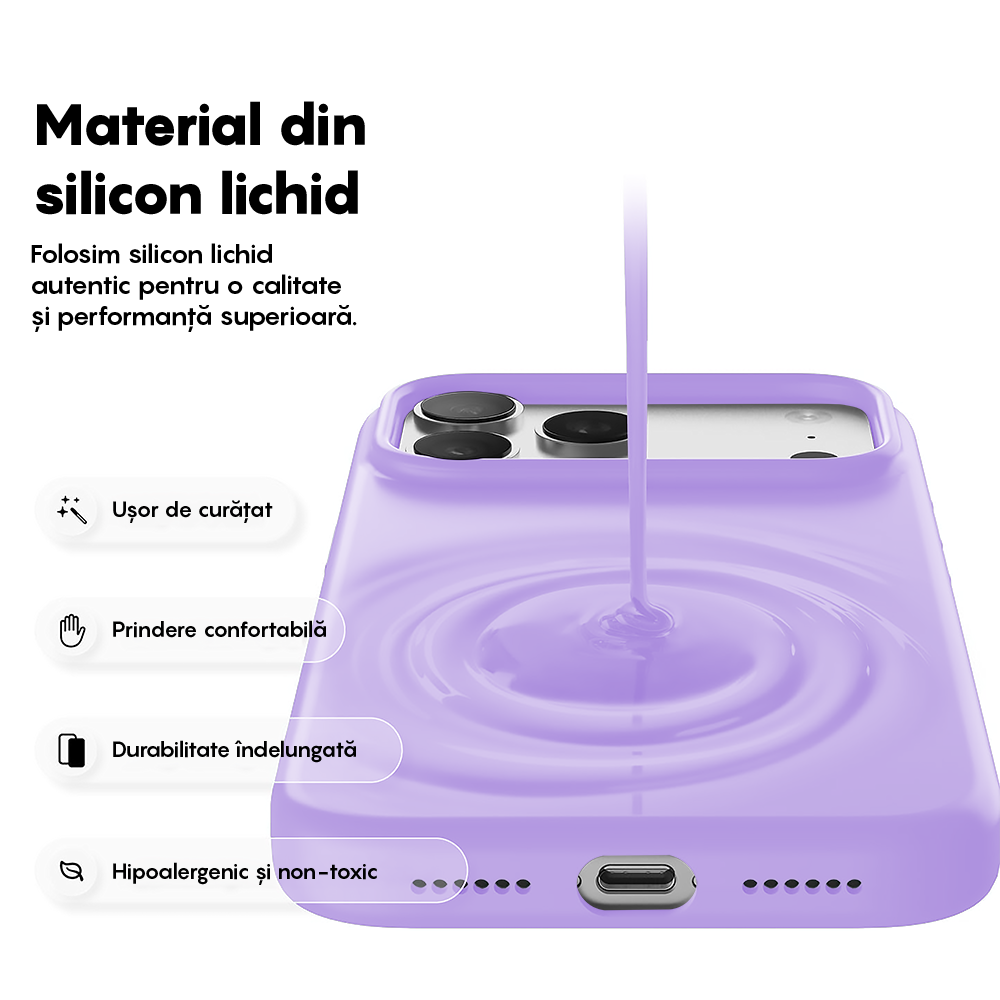Husa Soft Silicone - iPhone 17 Pro Max - Light Lilac