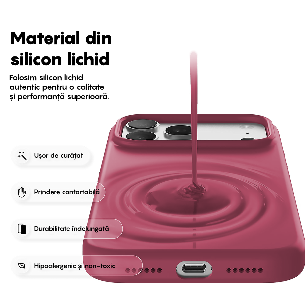 Husa Soft Silicone - iPhone 17 Pro Max - Burgundy