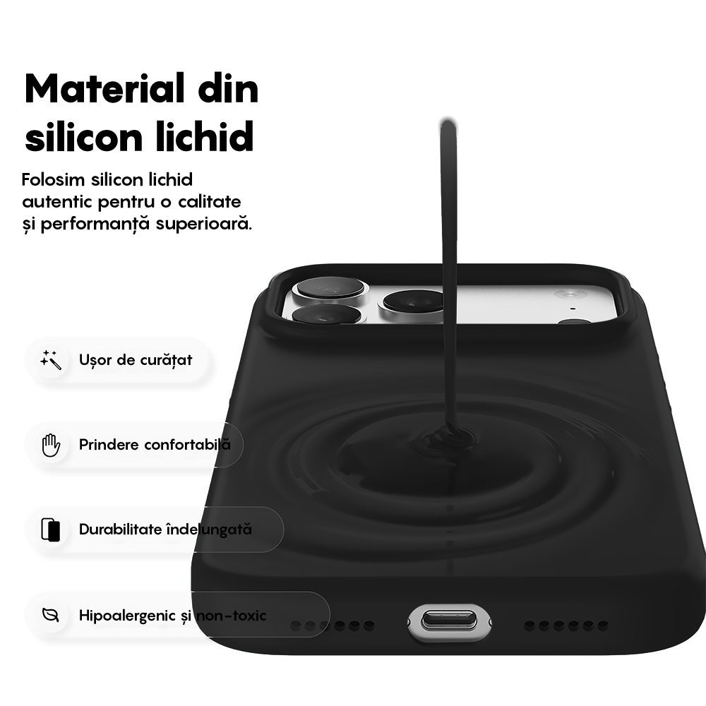 Husa Soft Silicone - iPhone 17 Pro Max - Negru
