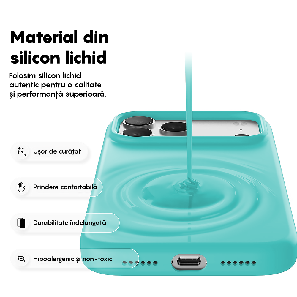 Husa Soft Silicone - iPhone 17 Pro - Turqoise