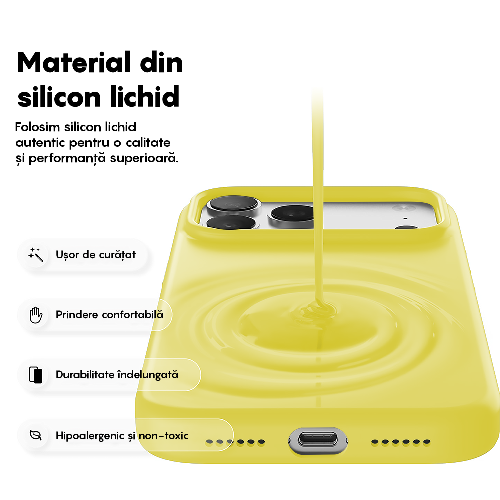 Husa Soft Silicone - iPhone 17 Pro - Yellow