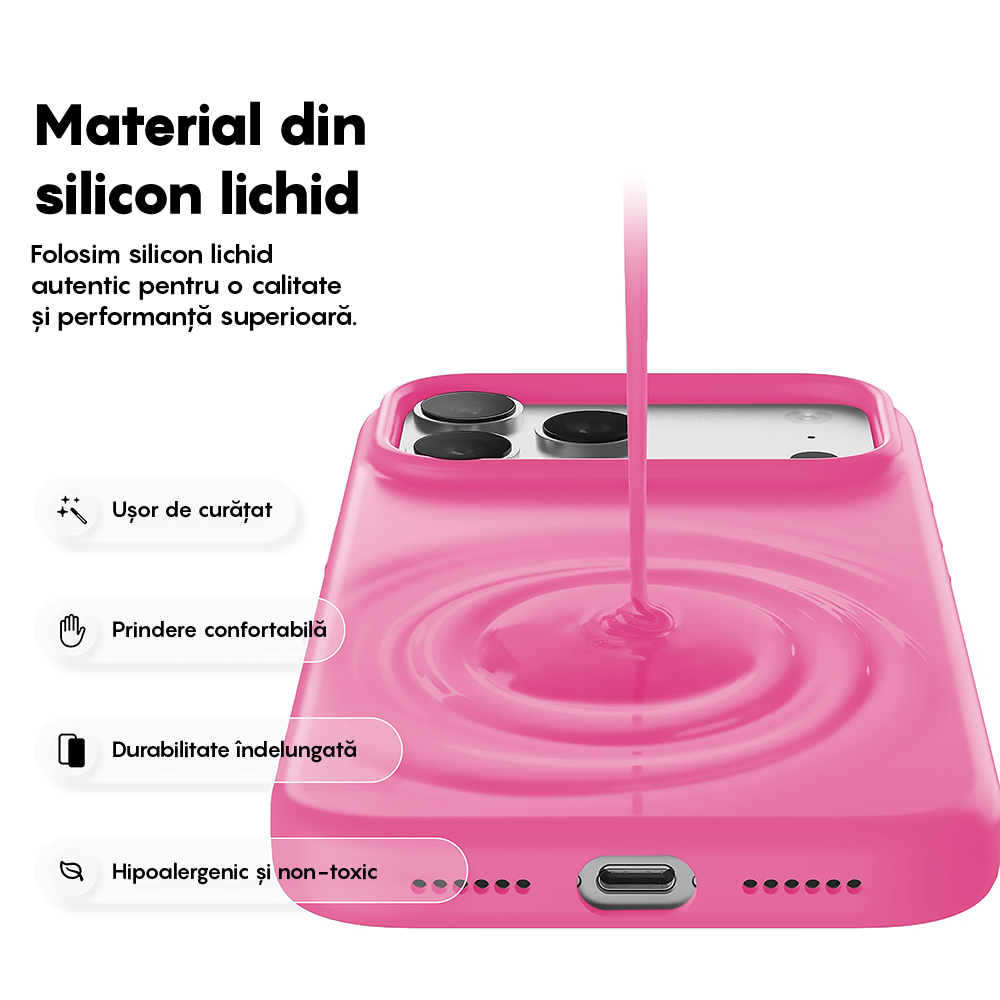 Husa Soft Silicone - iPhone 17 Pro - Fuchsia